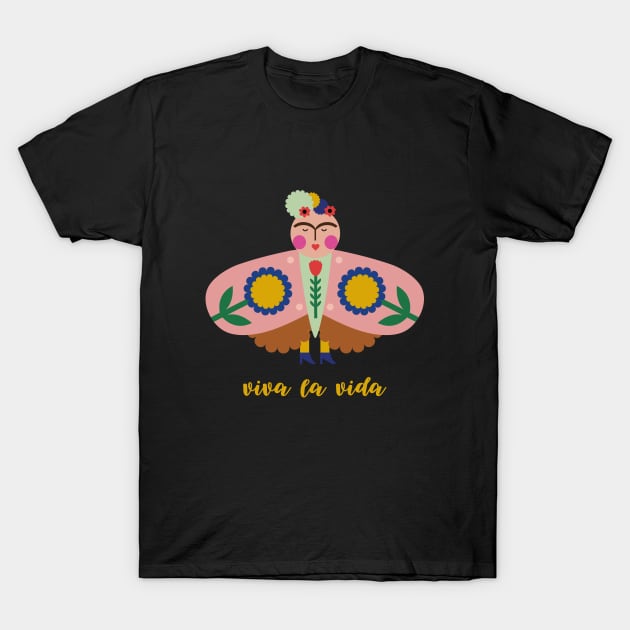 Cute Frida kahlo butterfly summer colorful flowers viva la vida T-Shirt by sugarcloudlb-studio